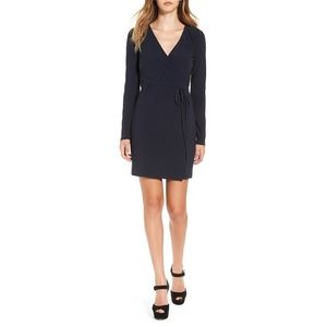LEITH Dress Navy Wrap Long Sleeve Classic Mini NWT